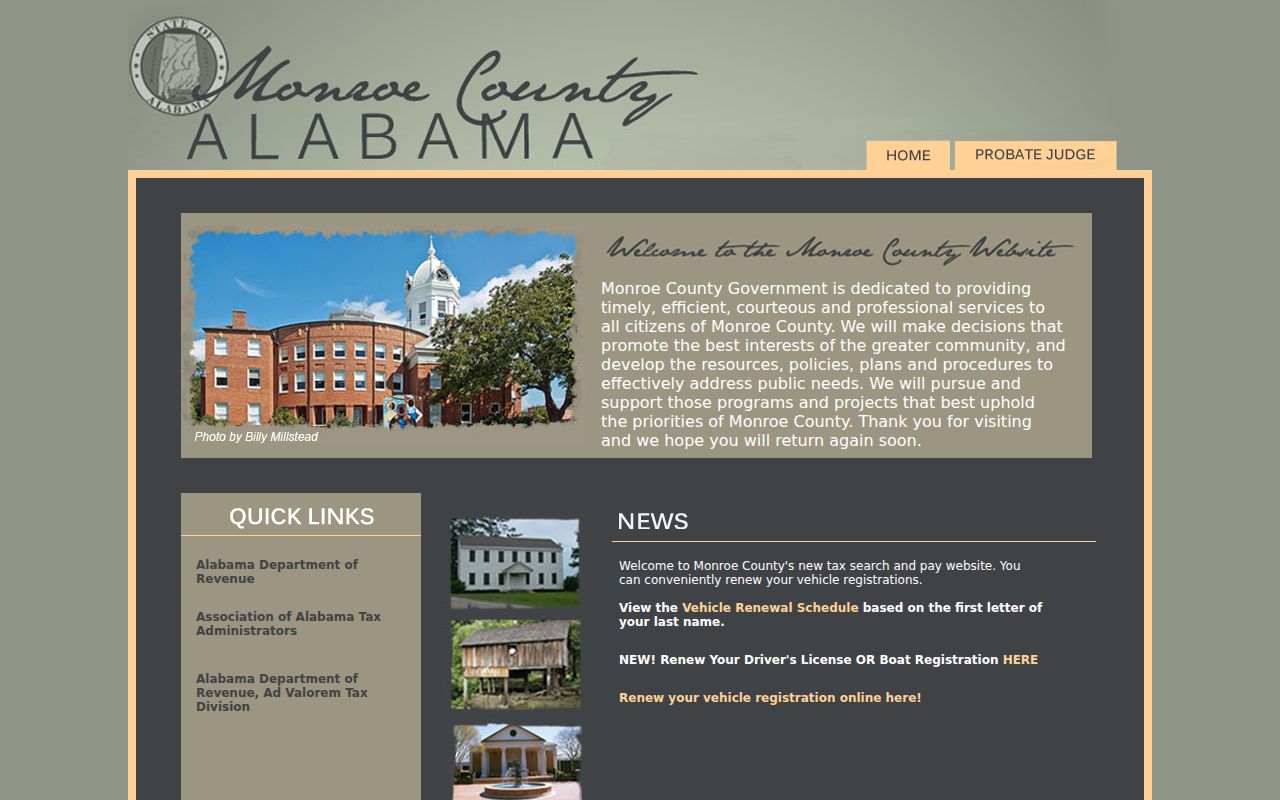 Monroe County court records on the official county website