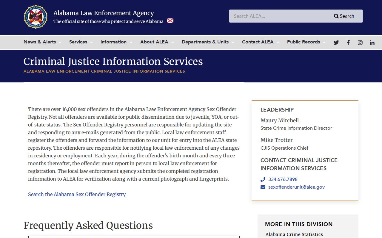 ALEA registry information distinguished from Monroe County inmate records