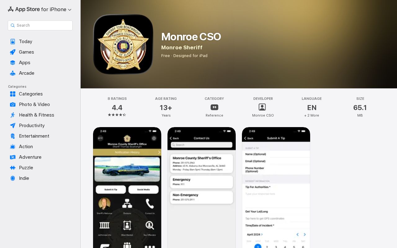 Monroe County warrant records sheriff app Apple source